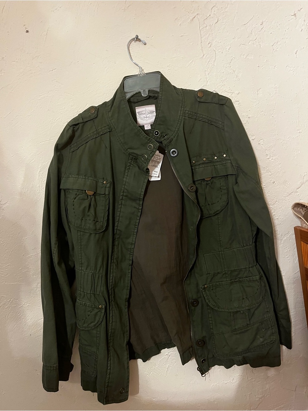 Romeo & Juliet Couture Military-Style Olive Green Jacket